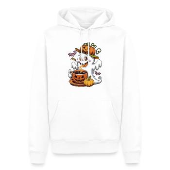fantome halloween citrouille - Sweat à capuche Premium bio Homme - blanc - Devant - Nico (187cm)