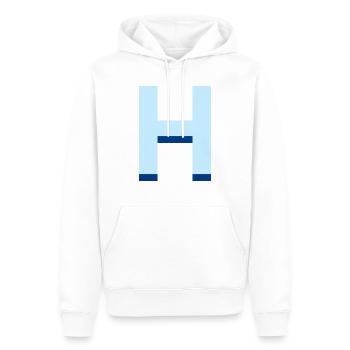 Lettre h bleu pop et moderne - Sweat à capuche Premium bio Homme - blanc - Devant - Nico (187cm)