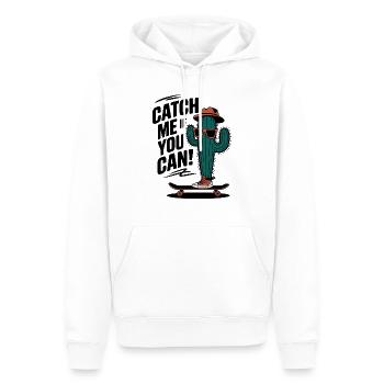 Catch Me If You Can! Kaktus-Skateboarder - Männer Premium Bio Hoodie - Weiß - Vorne - Nico (187cm)