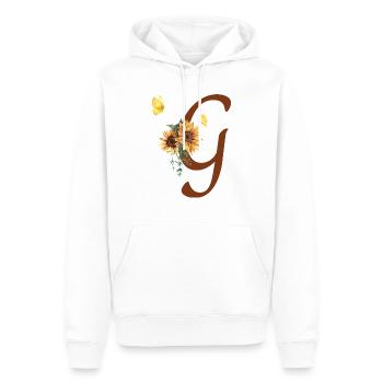 Lettre g tournesol papillon - Sweat à capuche Premium bio Homme - blanc - Devant - Nico (187cm)