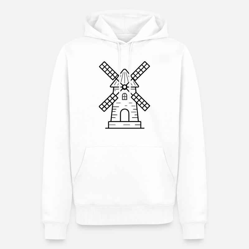 Windmühle Symbol - Männer Premium Bio Hoodie - Weiß