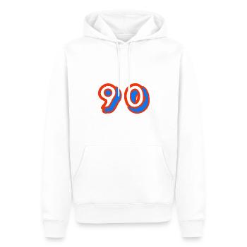 90. 90 ANS. 90e ANNIVERSAIRE. ANNIVERSAIRE 90 ANS. - Sweat à capuche Premium bio Homme - blanc - Devant - Nico (187cm)