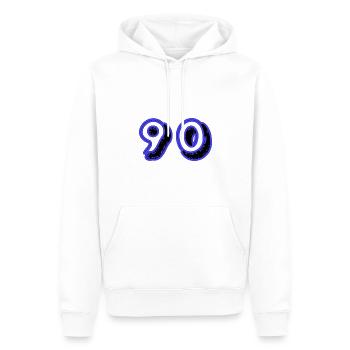 90. 90 ANS. 90e ANNIVERSAIRE. ANNIVERSAIRE 90 ANS. - Sweat à capuche Premium bio Homme - blanc - Devant - Nico (187cm)