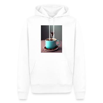 Ich bin kein Morgenmensch ich bin ein Kaffeemensch - Männer Premium Bio Hoodie - Weiß - Vorne - Nico (187cm)
