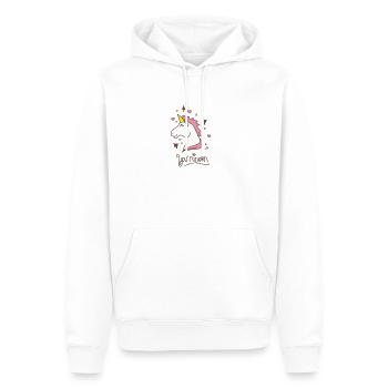 Horse with horn - the unicorn gift glitter child - Men’s Premium Organic Hoodie - white - Front - Nico (187cm)