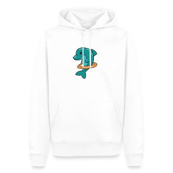 Delphin mit Schwimmring Geschenk Meer Wasser Fisch - Männer Premium Bio Hoodie - Weiß - Vorne - Nico (187cm)