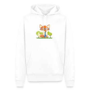 Fox animal gifts orange smart vintage forest - Men’s Premium Organic Hoodie - white - Front - Nico (187cm)