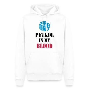 PETROL IN MY BLOOD - GAS / GASOLINE - Men’s Premium Organic Hoodie - white - Front - Nico (187cm)