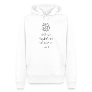 Ich bin kein Klugscheisser ich weiß es besser - Männer Premium Bio Hoodie - Weiß - Vorne - Nico (187cm)