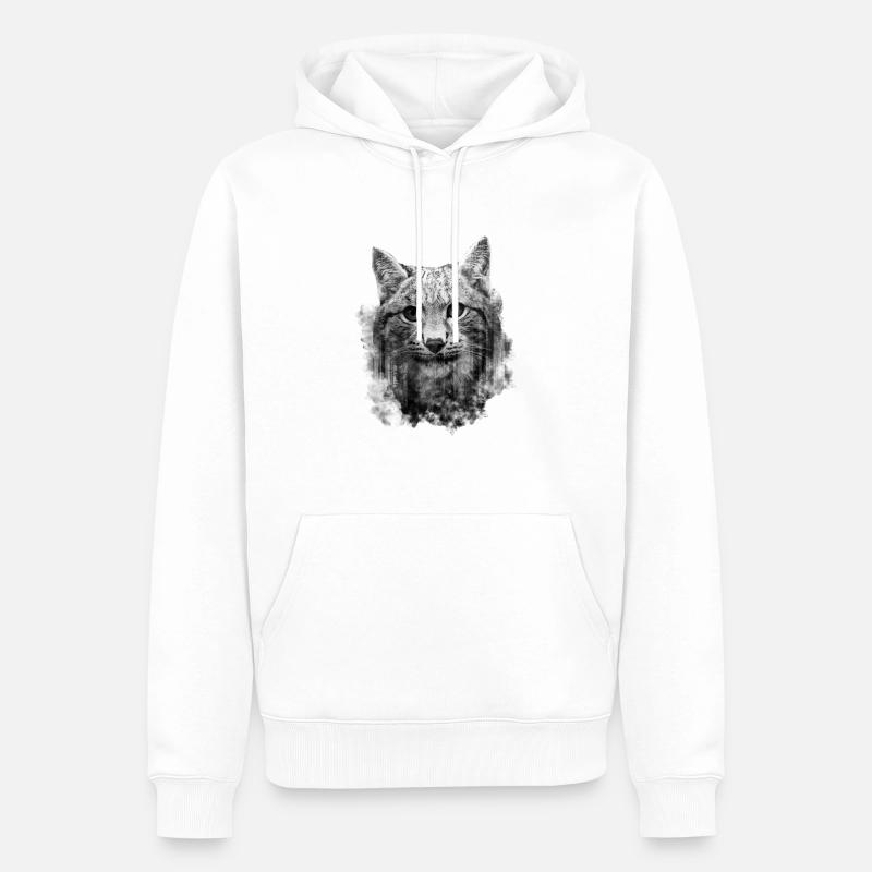 Chat Lynx - Design d’exposition double cool - Sweat à capuche Premium bio Homme - blanc