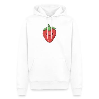 Comic Erdbeere Strawberry - Männer Premium Bio Hoodie - Weiß - Vorne - Nico (187cm)
