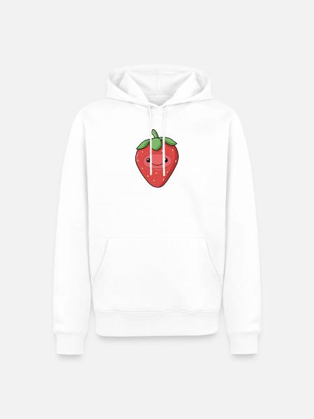 Comic Erdbeere Strawberry - Männer Premium Bio Hoodie - Weiß