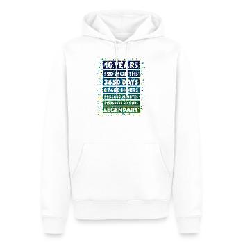 10 years legendary - 10 years anniversary - Men’s Premium Organic Hoodie - white - Front - Nico (187cm)