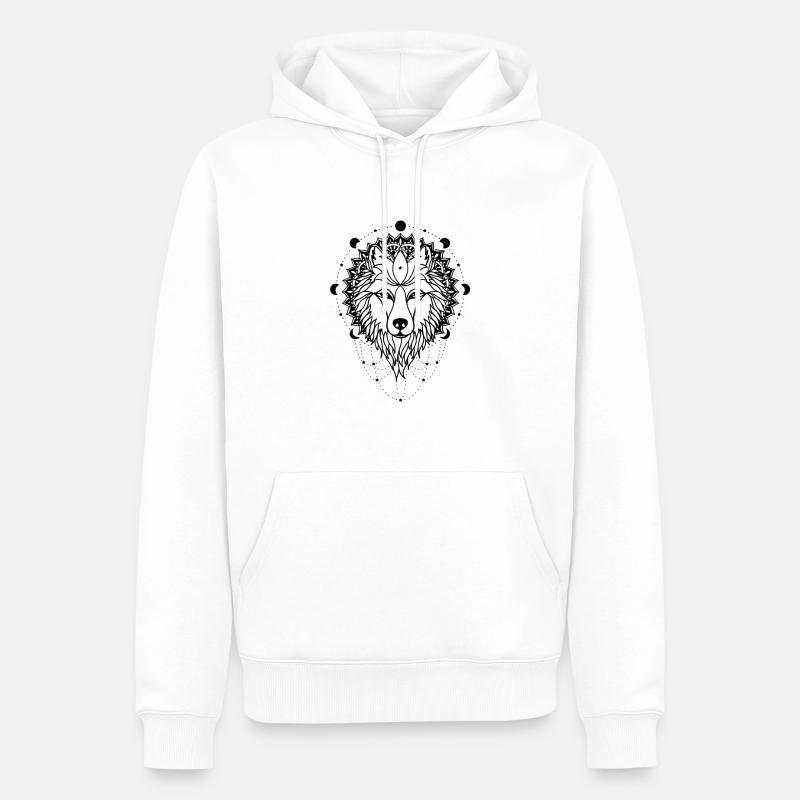 Wolf – Krafttier - Männer Premium Bio Hoodie - Weiß