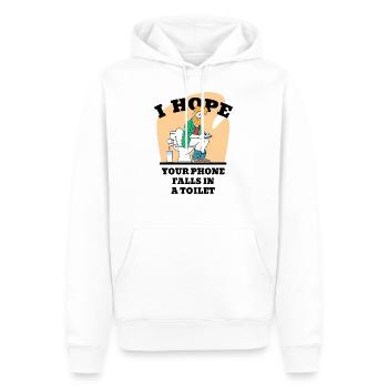 J'espère que votre téléphone tombe dans les toilettes - Sweat à capuche Premium bio Homme - blanc - Devant - Nico (187cm)