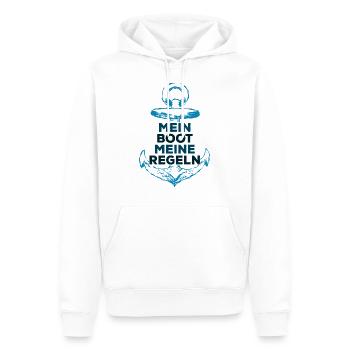 Mein Boot meine Regeln Kapitän Bootsführerschein - Männer Premium Bio Hoodie - Weiß - Vorne - Nico (187cm)