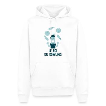 Le roi du bowling - Sweat à capuche Premium bio Homme - blanc - Devant - Nico (187cm)
