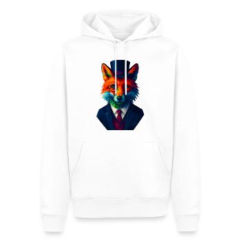 WPAP Stil Tiere - Fuchs eleganter Anzug Monokel - Männer Premium Bio Hoodie - Weiß - Vorne - Nico (187cm)