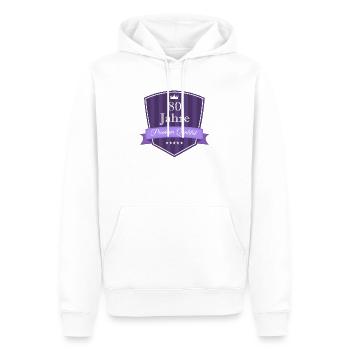 Premium 80 lila - Männer Premium Bio Hoodie - Weiß - Vorne - Nico (187cm)