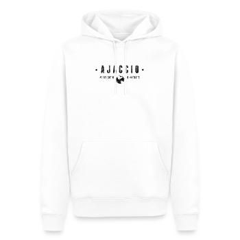 Ajaccio Coordonnées Géographiques Stylisées - Sweat à capuche Premium bio Homme - blanc - Devant - Nico (187cm)