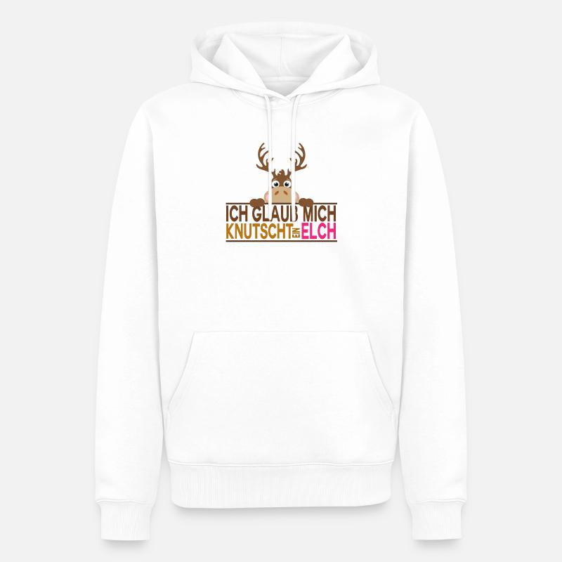 Ich glaub mich knutscht ein Elch - Männer Premium Bio Hoodie - Weiß