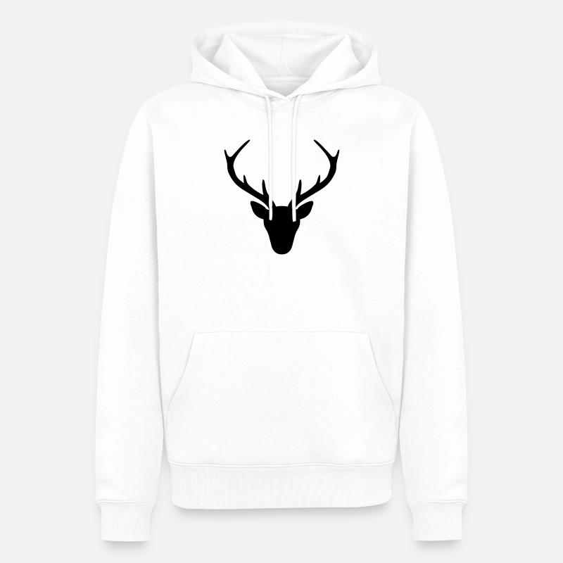 Hirsch Geweih Silhouette Jagd Jäger Geschenk - Männer Premium Bio Hoodie - Weiß