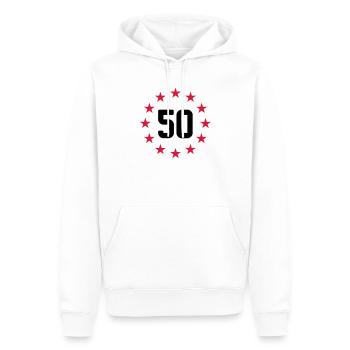 50 ans - Sweat à capuche Premium bio Homme - blanc - Devant - Nico (187cm)