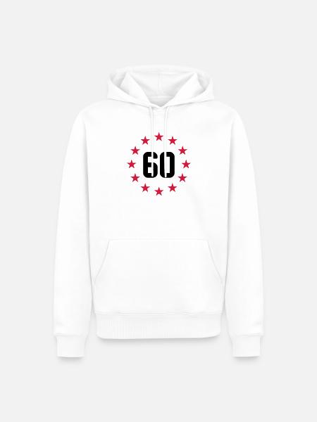 60 ans - Sweat à capuche Premium bio Homme - blanc
