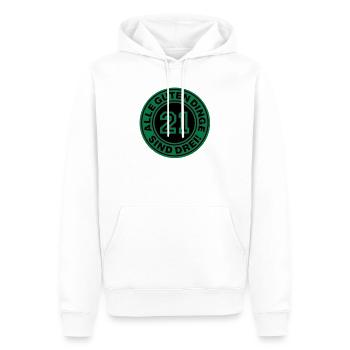 Trisomie 21 | Alle guten Dinge sind drei - Männer Premium Bio Hoodie - Weiß - Vorne - Nico (187cm)