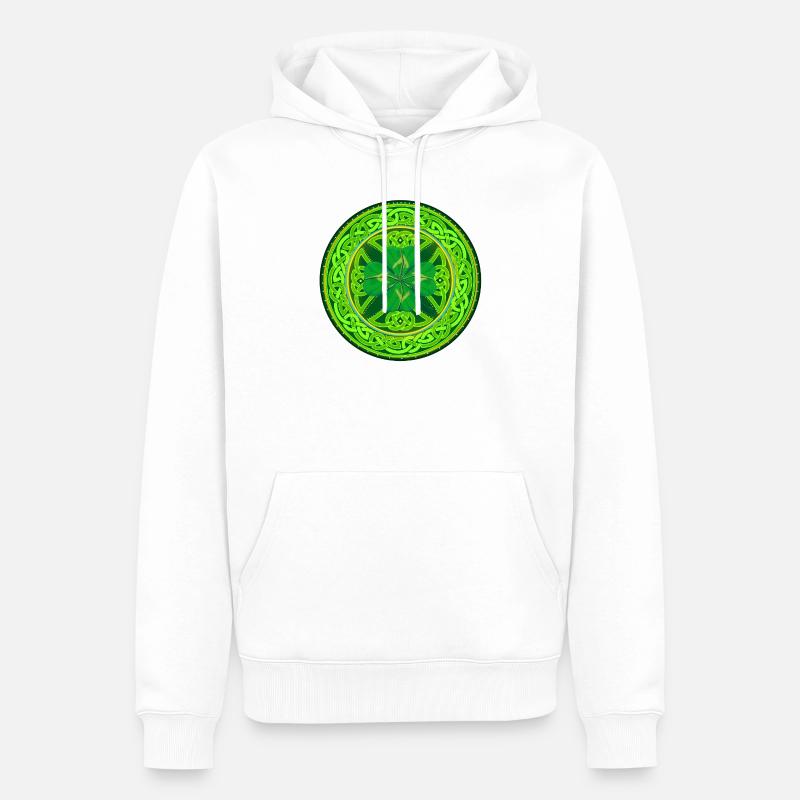 Kleeblatt mit vier Keltischen Blättern - Männer Premium Bio Hoodie - Weiß
