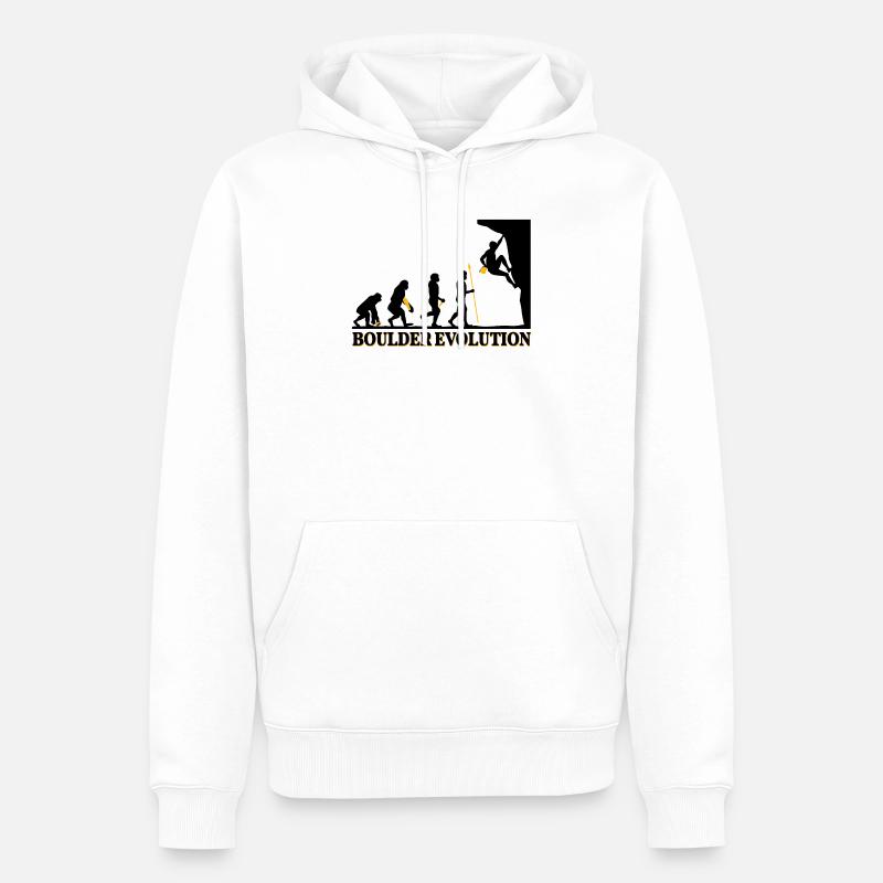 Boulder Evolution Klettern Bergsteigen Spruch - Männer Premium Bio Hoodie - Weiß