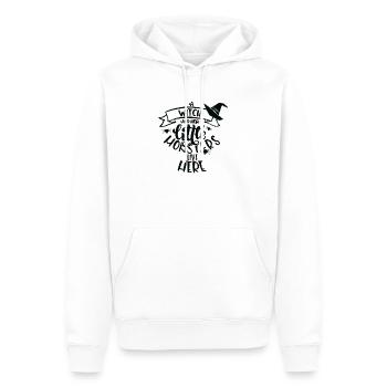 Chapeau de sorcière en rotation - Sweat à capuche Premium bio Homme - blanc - Devant - Nico (187cm)