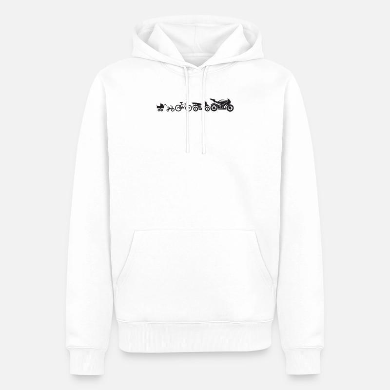 Motorrad Evolution Entwicklung Motorräder Lustig - Männer Premium Bio Hoodie - Weiß