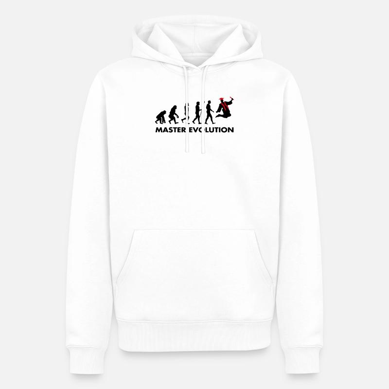 Master Evolution Prüfung Bestanden Schulabschluss - Männer Premium Bio Hoodie - Weiß