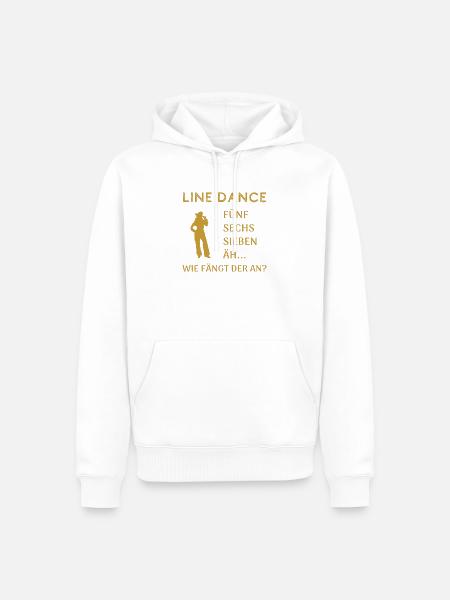 Line Dance Humor: Wie fängt der Tanz nochmal an? - Männer Premium Bio Hoodie - Weiß
