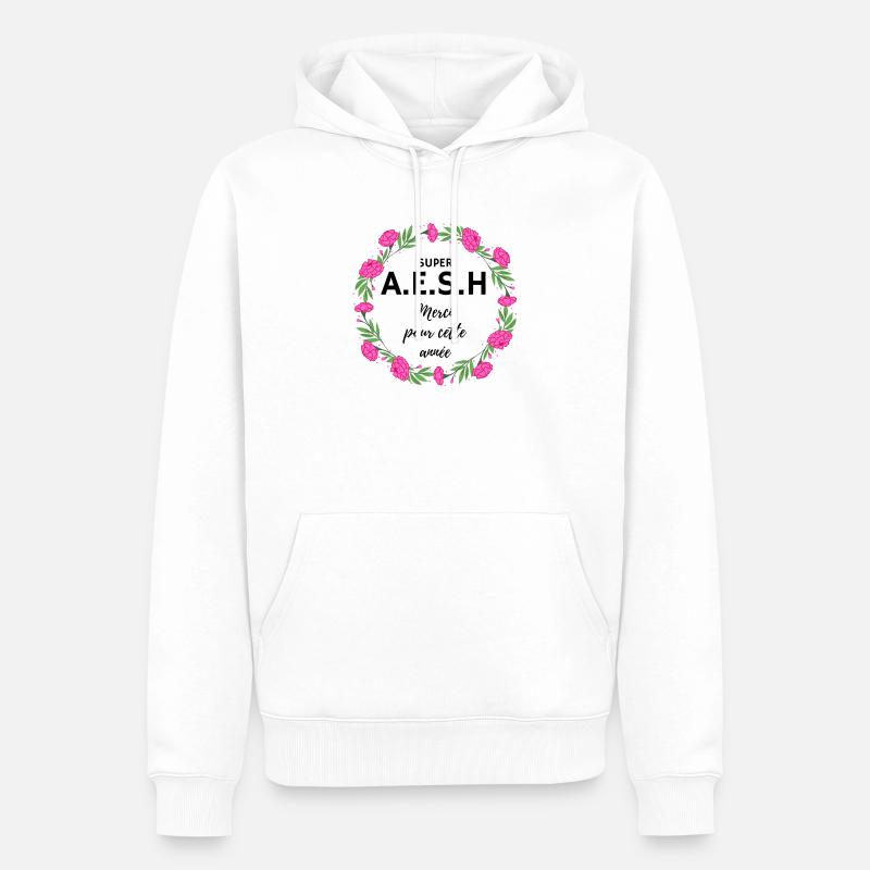 super AESH A.E.S.H. Merci pour cette année fleurs - Sweat à capuche Premium bio Homme - blanc