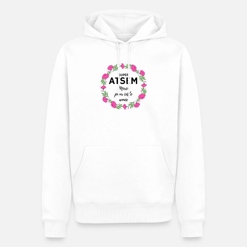 Super Atsem Merci pour cette année fleurs rose - Sweat à capuche Premium bio Homme - blanc