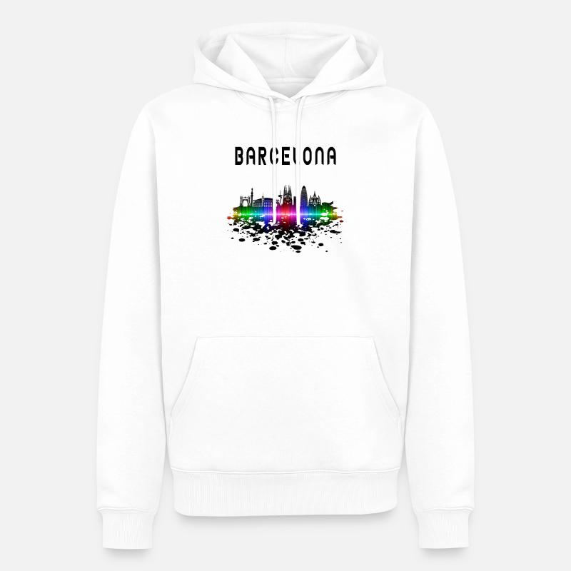 Cadeau/design Splash Skyline de Barcelone - Sweat à capuche Premium bio Homme - blanc