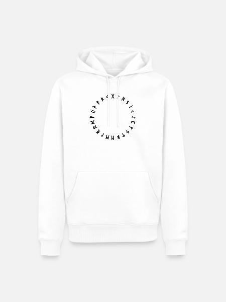 Runenalphabet im Kreis Symbole - Männer Premium Bio Hoodie - Weiß