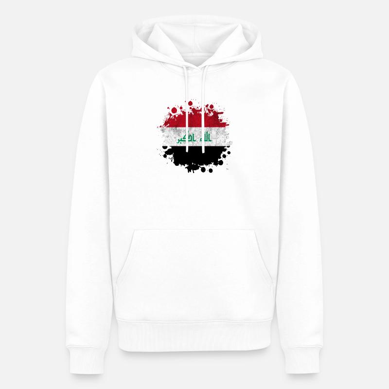 Conception de drapeaux Splash Irak - Sweat à capuche Premium bio Homme - blanc
