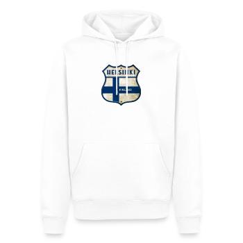 Armoiries Helsinki Finlande - Sweat à capuche Premium bio Homme - blanc - Devant - Nico (187cm)