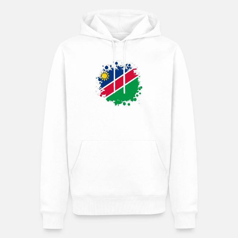 Namibia Flaggen Klecks Design - Männer Premium Bio Hoodie - Weiß