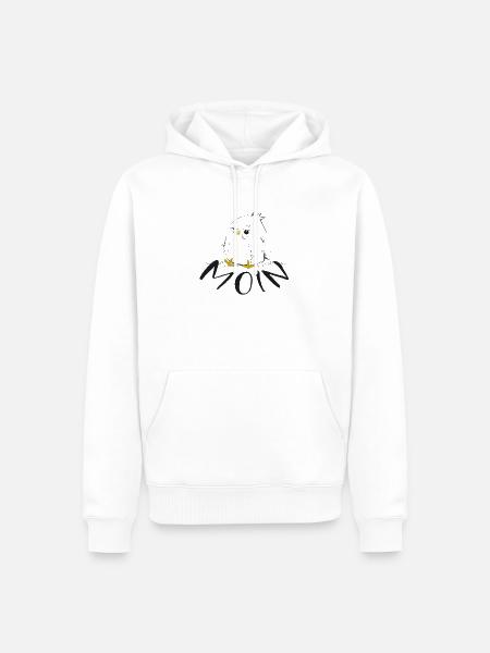 Moin, moin! Lustiger Vogel, Morgenmuffel - Männer Premium Bio Hoodie - Weiß