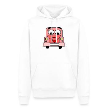 Fröhliches Auto mit Gesicht rosa - Männer Premium Bio Hoodie - Weiß - Vorne - Nico (187cm)