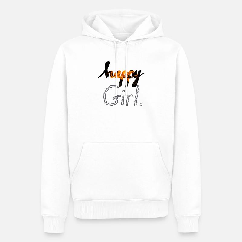 fille heureuse - Sweat à capuche Premium bio Homme - blanc