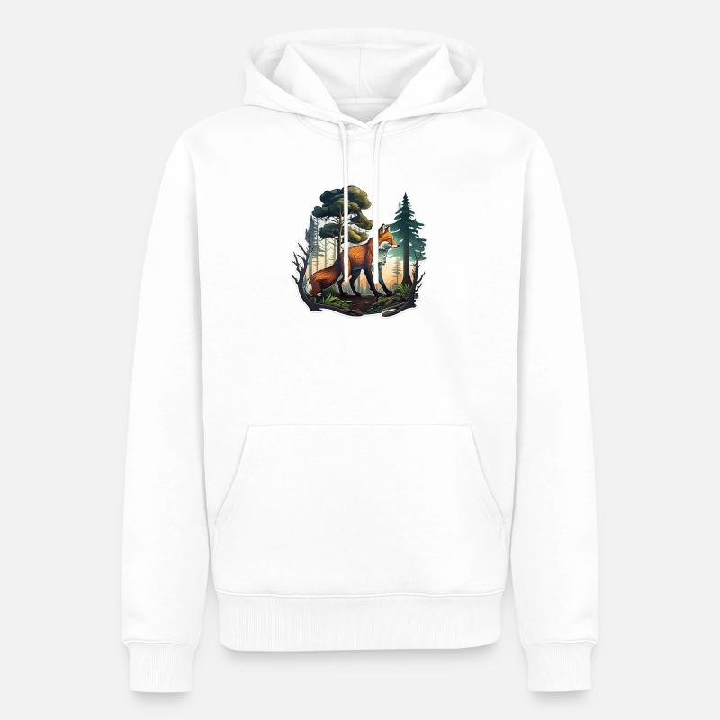 Renard dans la forêt - Sweat à capuche Premium bio Homme - blanc