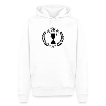 Couronne de laurier avec coupe et étoiles - Sweat à capuche Premium bio Homme - blanc - Devant - Nico (187cm)
