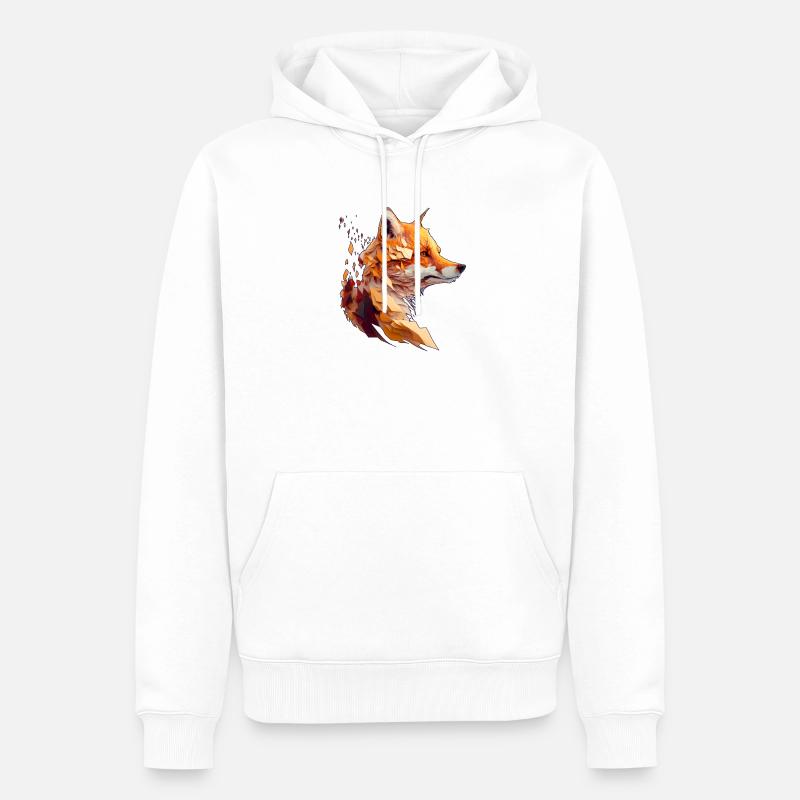 Polygon Fox Design, Pretty Fox - Sweat à capuche Premium bio Homme - blanc