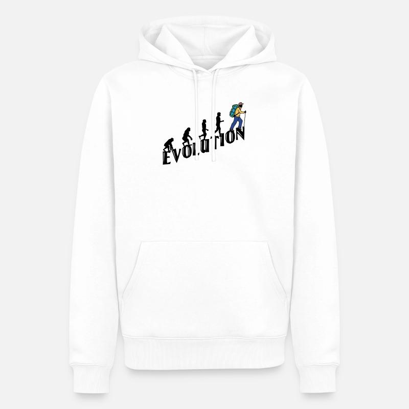 Wandern Evolution Wanderer Wanderung Klettern - Männer Premium Bio Hoodie - Weiß