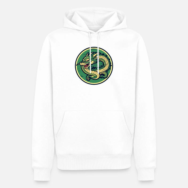 Dragon Crest Circle Patch - Männer Premium Bio Hoodie - Weiß